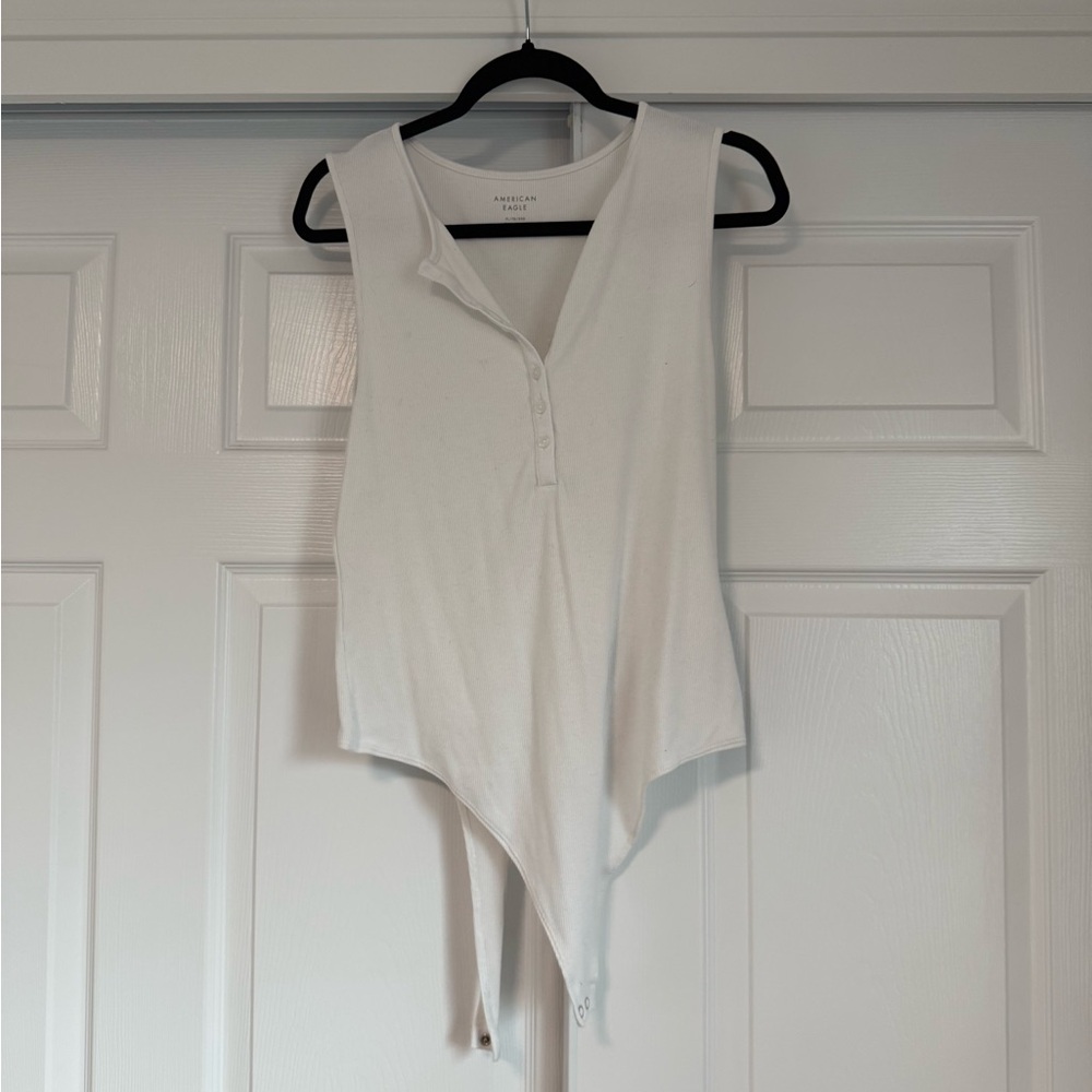 American Eagle Outfitters Cream Asymmetrical Bodysuit
